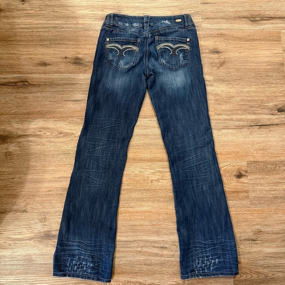 Candies Y2K Low Rise Jeans Women’s 29 Embroidered Accents Distressed Grunge Boot - Picture 4 of 10